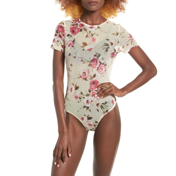 Nordstrom Brand Leith Mesh Floral Bodysuit - Picture 15 of 15